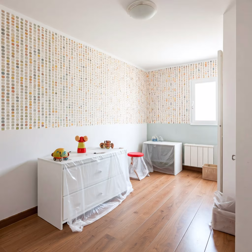 Colocación Papel pintado en habitación Huelva, Pintores Huelva AMG