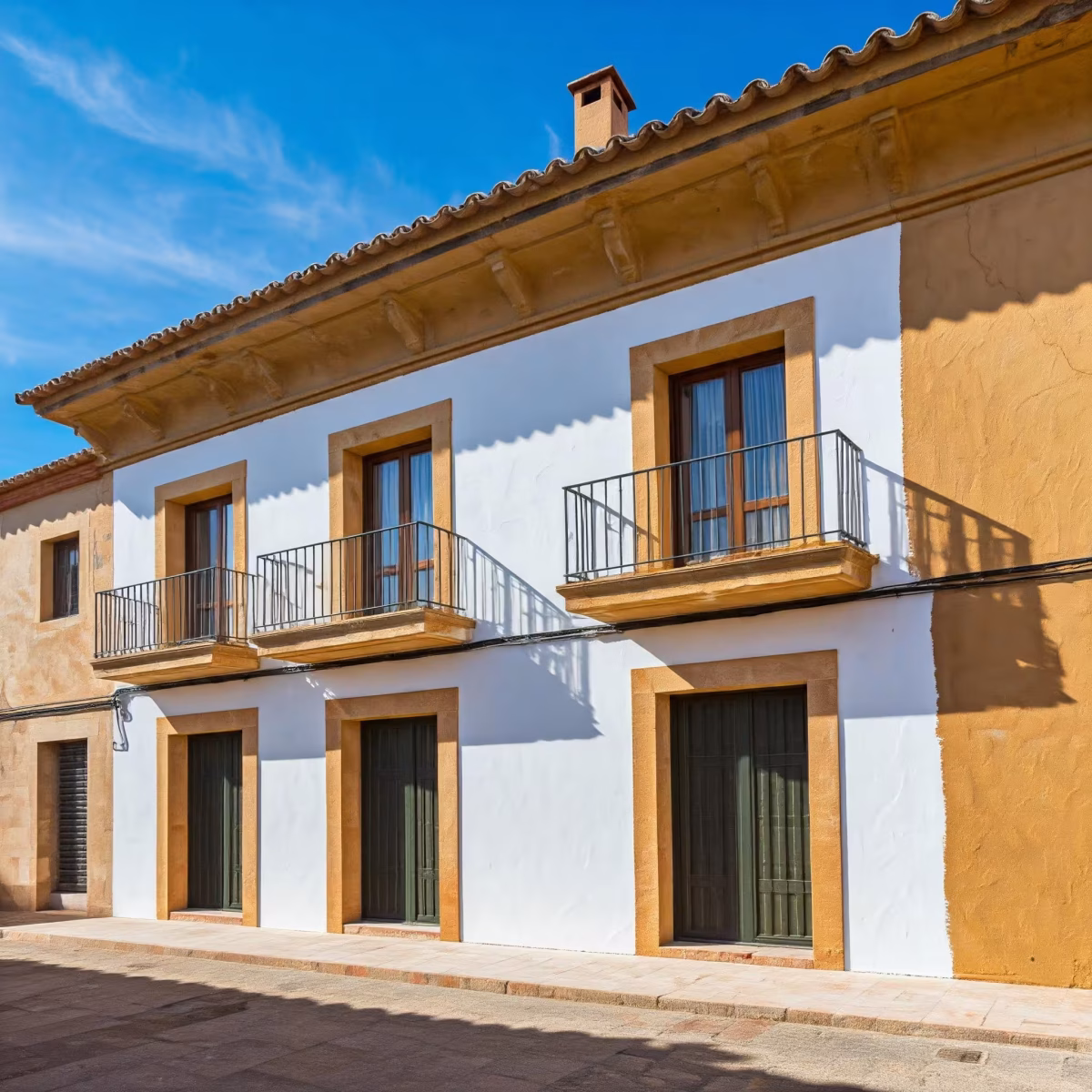Pintando la fachada de un edificio en Huelva Pintando la fachada de un edificio en Huelva