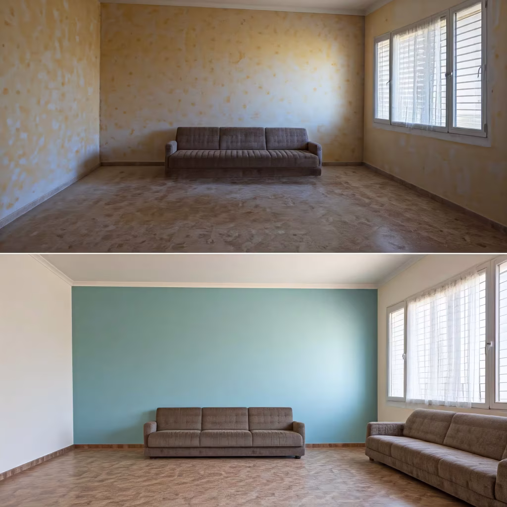 Quitar gotelé en salón. Pintores Huelva AMG